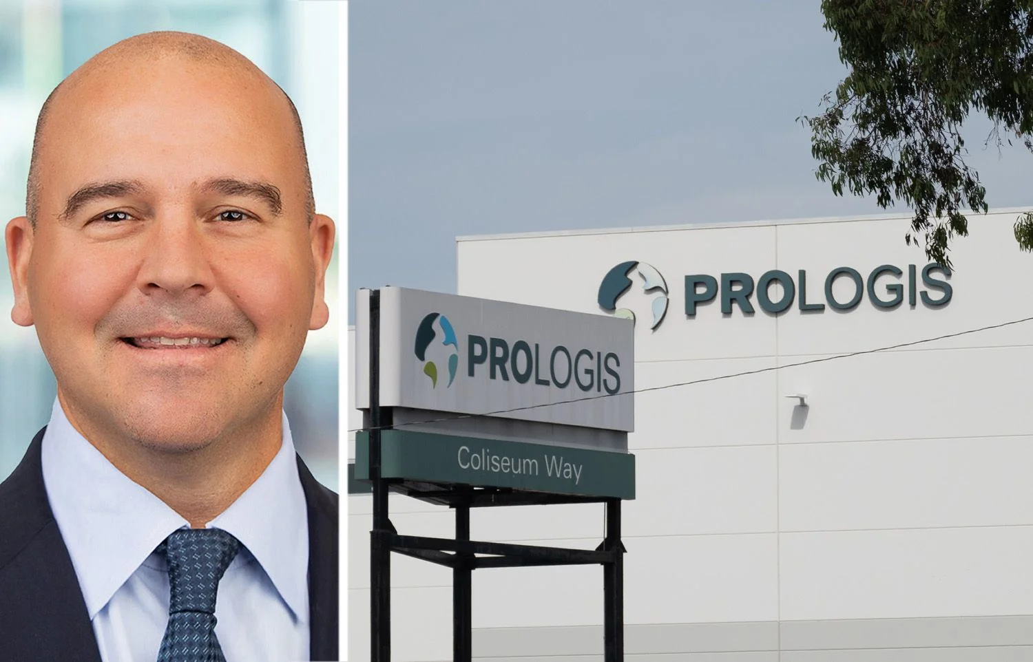 Prologis CEO Dan Letter and a Prologis facility.